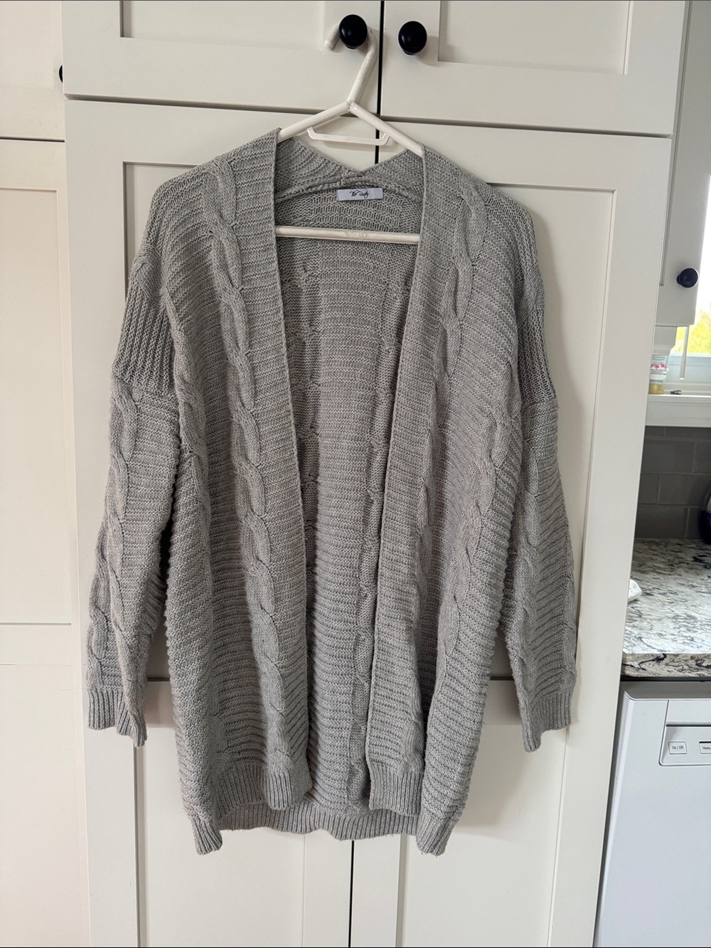 The Roster Light Gray Cable Knit Open-Front Cardigan - Picture 2 of 5